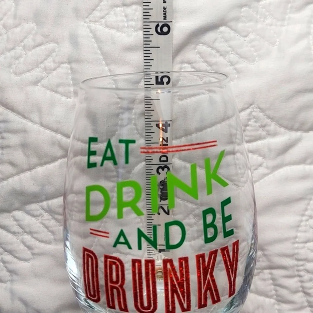*🆕 Eat, Drink and be Drunky 18oz Holiday Glasses Set of 3 Slant Collections NEW